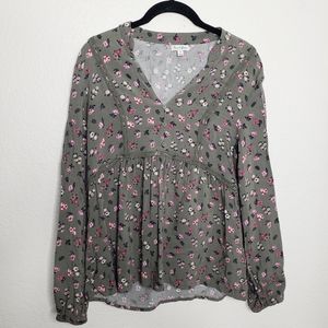 Love Fire Floral Long Sleeve Blouse Size Medium